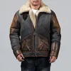 D3 Bomber Vintage Retro Schaffell mit echten Lederjacken Männer RRL Dobel Face Fur American Style Flight Anzug Revers Hals