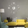 Orologi da parete Orologio luminoso stile semplice Fai da te Stereo digitale Soggiorno Camera da letto Adesivo rimovibile Arte europea