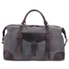 Duffel Bags Men 55 cm grote reis handbagage canvas lederen schouder grote capaciteit weekenden tot een traag