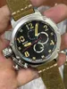 Wristwatches Mens Automatic Mechanical U Watch Black Case Aged Cow Leather Brown Boat U51 Wristwatch