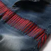 Fashion Street Style Ripped Hole Men's Jeans Vintage broderad denim Trouser Casual Slim Stretch Pants Mid-midjest Pantalones Para Hombre Vaqueros