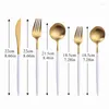 Dinnerware Sets 30Pcs White Stainless Steel Cutlery Set Black Gold Frosted Forks Knives Spoons Household Silverware