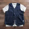 Men's Vests High Quality Multi Washed Japanese Pocket Vintage Work Clothes Cowboy Vest Men's And Women's BF Style Loose Thin Coat