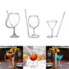 ワイングラスユニークなカクテルガラスガラスガラス製品シャンパンカップアイスコーヒーとホームファミリーバーのためのストローゴブレットを組み込んだ