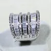 Clusterringen Infinity Sparkling Luxury Sieraden 925 Sterling Silver Princess Cut Full Stack 5A Zirconia Party Wide Women Wedding Band Ring