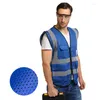 Motorkleding Hi Vis oranje ademend mesh veiligheidsreflecterend vestjack met zakken en ritssluiting