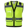 Vestuário de motocicleta Colete de segurança reflexivo de alta visibilidade para roupas de trabalho com vários bolsos colete para homens e mulheres