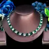 Brincos de colar Conjunto de três gracas elegantes verde zirconia cúbica grande geométrica para festa de casamento jóias para mulheres TZ686