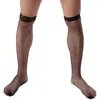 Chaussettes pour hommes bas femme médias érotiques Sexy hommes Long Stock dentelle bas Transparent Ultra-mince sous-vêtements Lingerie