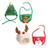 Dog Apparel Hat And Bib Set Christmas Scarf Triangle Bibs Kerchief Costume Outfit For Small Medium Large Dogs Cat