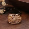 Pierścionki ślubne Grier moda pusta wzór dla grilów 585 Rose Gold Fine Ethnic Ring Vintage Party Jewelry Akcesoria