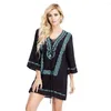 Women's Swimwear 2022 Embroidery Cotton Bathing Suit Cover Ups Tunics For Beach Robe De Praia Swim Up Women Beachwear #Q884