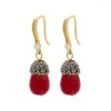 Hoop Earrings ZHUKOU Vintage Dangle For Women Gold Color DIY Handmade Mushroom Drop Fashion Jewelry Wholesale VE393