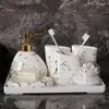 Badtillbeh￶rsupps￤ttning 6/7st Gold Marble Ceramics Badrumstillbeh￶r SOAP DISPENSER/Tandborsteh￥llare/Tumbler/Soap Dish Products