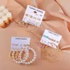 Stud Earrings Trendy Woman Jewelry 2022 Womens Earring Set Metal Pearl Big Korean Fashion Wedding Wholesale