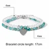 Bracelets porte-bonheur 2 pièces/ensemble pendentif coeur pour femme perle pierre de cristal naturel 4 MM perles à facettes Bracelet ensemble couleur argentée chaîne bracelet