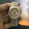 Herr Ice Diamond Watch Bi-Rose Gold rostfritt st￥l Diamond Strap Watch Arabic Digital Scale Automatic Mechanical Watches318V