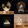 Lamp Holders P82D 3D Wooden Base LED Table Night Light For Acrylic Warm Holder Lighting Accessories Assembled