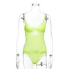 Kvinnors tankar BKLD Fashion Neon Green Women Lady See-Through Lace Strap Bralette Camisoles Transparent Sheer Mesh Sleeveless Bodycon Body