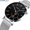 2018 Nya mode Simple Men Watch Crrju Unique Design Black Casual Quartz Watches Men Luxury Business Wristwatch Zegarek Meskie352i