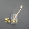 Badzubehör-Set, doppelter Zahnbürstenhalter, gebürstetes Gold, Becherhalter, Wandmontage, Glas, Seifenschale, Schaumspender, Badezimmer-Accessoires