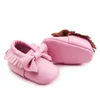 Eerste Walkers Tassel Baby schoenen PU Leer Geboren Girls Princess Big Bow Mocassins 0-18 maanden