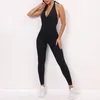 Kvinnor Leggings One-Piece Yoga Outfits Designers Solid Color Tracksuit Suspenders Backless Sexig V-Neck Top Sport Suits Tight Montering Gym Clothes