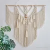 Tapissries Big Macrame Wall Hanging Tapestry med tofsar handvävd nordisk stil för vardagsrum sovrum hus konst dekor boho dekoration