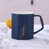 Mugs Ceramic Cup Nordic Style Diamond Mug Creative English Water Office Coffee Business Gift 300ml