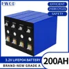 200AH LIFEPO4 3.2V 충전식 배터리 팩 리튬 철 포스페이트 프리즘 태양 전지 DIY 12V 24V 전기 RV 골프 카