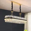 Chandeliers Modern LED Kitchen Chandelier Rectangular Crystal Designer Creative Leather Dining Room Lamp