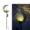 Garden Solar Lights Moon Flame Crackle Glass Globe Stake Street Light for Decoration