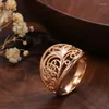 Pierścionki ślubne Grier moda pusta wzór dla grilów 585 Rose Gold Fine Ethnic Ring Vintage Party Jewelry Akcesoria