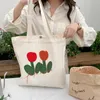 Avondtassen literaire tulpen borduurwerk canvas tas tas vrouwen 2022 grote capaciteit schouder dames handtassen shopper bolso sac