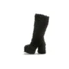 Boots Platform Chunky Heel Round Toe Women Luxury Wool Päls Knäslängd Vinter Fashion Sexig fest Catwalk Shoes