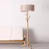 Lampadaires postmoderne bois tissu LED pour salon El lumières éclairage chambre étude bureau décor à la maison lampe sur pied