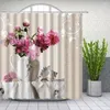 Rideaux de douche aquarelle fleur rideau glycine fleurs sur fond flou avec des couleurs rêveuses tissu tissu salle de bain décor ensemble