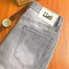 Designer heren jeans zwarte broek klassieke luxe digitale hot boor licht grijs slanke kleine voet rechte broek