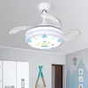 Nordic Kids Bedroom Decor Led Ceiling Fan Light Lamp Dining Room Fans With Lights Remote Control Lamps For Living