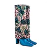 Bottes Lilyptuart haut de gamme marque imprimé jupe pour femmes hiver 2023 bout carré talon épais grâce genou robe de soirée chaussures