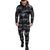 Gymkläder 2 stycken Tracksuit Herr Military Hoodie Set Camouflage Muscle Man Autumn Winter Tactical Sweat Top and Jacket Pants