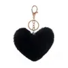 9cm Heart Pompom Keychain Imitate Rabbit Fur Ball Keychains for Women Valentine's Day Presentväska Hängande ornament 36 Colors273p