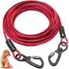 Colliers pour chiens à Double tête, câble d'attache pour animaux de compagnie, laisse longue en fil d'acier pour chiens d'extérieur, sangles réglables, fournitures de course