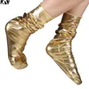 Women Socks Faux Patent Leather Loose Crew Shiny Metallic Wetlook Solid Clubwear Q6PB