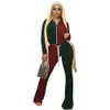 XS Fall Winter Velvet Tracksuits Women Sweatsuits Patchwork jas met lange mouwen en flare broek Twee -delige sets matching Outfits Casual Sports Suits Clothing 9048