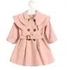 Coat Girls Baby's Kids Windbreaker Jacket Outwear 2022 Red Pink Spring Autumn Cotton Button Cardigan School Barnkläder