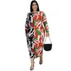 Etniska kläder Long African Pencil Dress Women Fashion Panel Paneled Full Sleeve Robe Autumn Print Elegant Casual Office Lady 2022