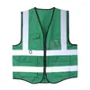 Motorcycle Apparel 2022 Hi-Vis Safety Vest With Zipper Reflective Jacket Security Waistcoat 5 Pockets