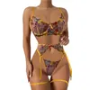 Dames slaapkleding vrouwen sexy kanten bloemen kleur matching met stalen ring bh bh -bra bras lingerie set 1pair been voor korset