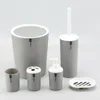 Bath Accessory Set 6 Piece Bathroom Solid Color Toilet Brush Toothbrush Holder Gargle Cup Soap Lotion Dispenser Storage